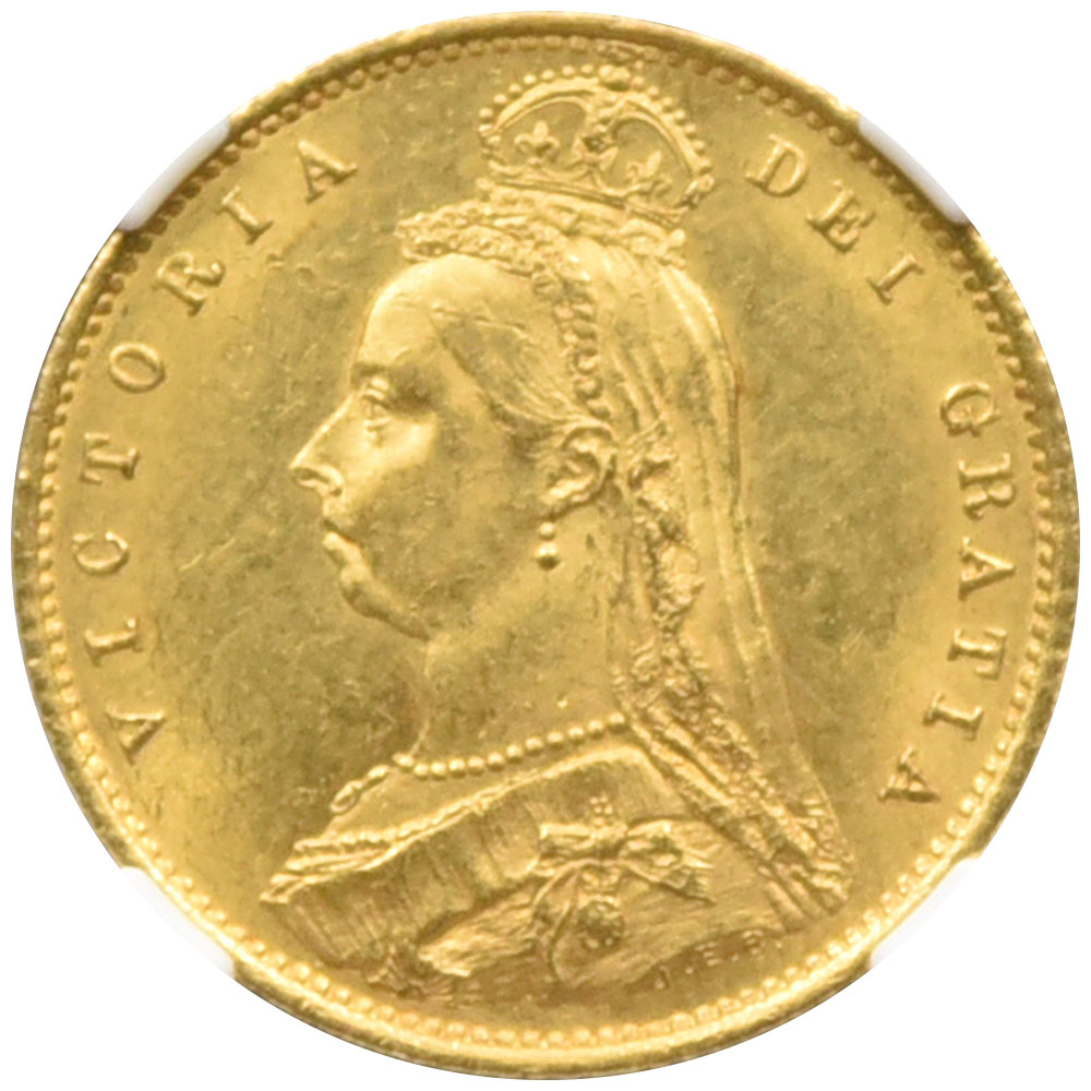 イギリス 1887 ヴィクトリア女王 1/2ソブリン 金貨 NGC MS63 ジュビリーヘッド 王室紋章の盾 6495152005