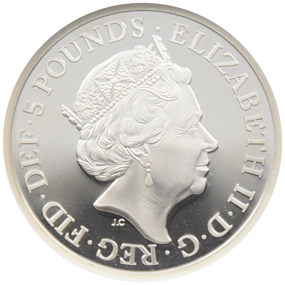 イギリス 2017 エリザベス2世 5ポンド 銀貨 NGC PF70UC ウィンザー朝