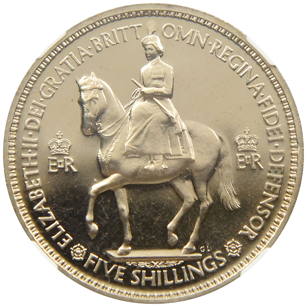 イギリス 1953 エリザベス2世 クラウン 白銅貨 NGC PF 65 CAMEO エリザベス2世戴冠記念 6320191017