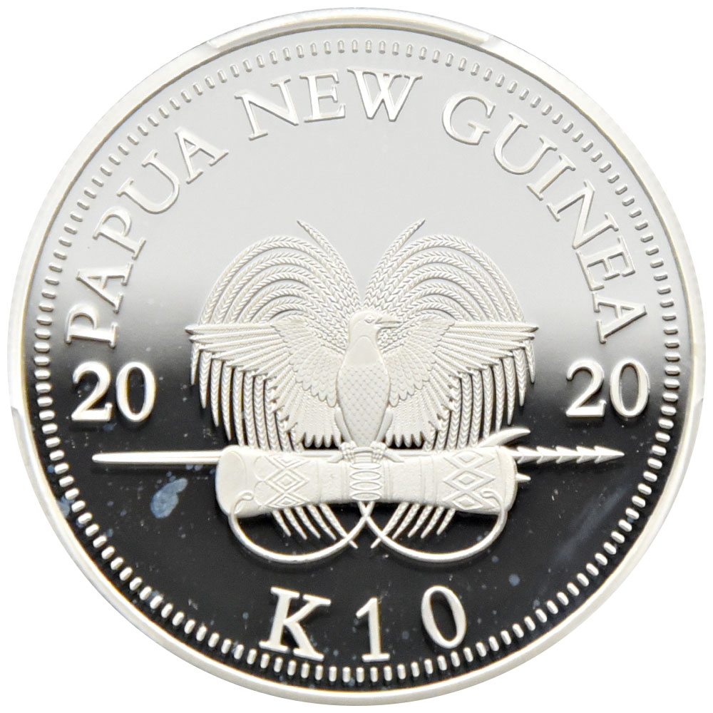 パプアニューギニア 2020 10キナ 銀貨 PCGS PR70DCAM 極楽鳥 42128168
