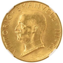 イタリア 1931R ヴィットーリオ・エマヌエーレ3世 100リラ 金貨 NGC MS64+ 6968741012
