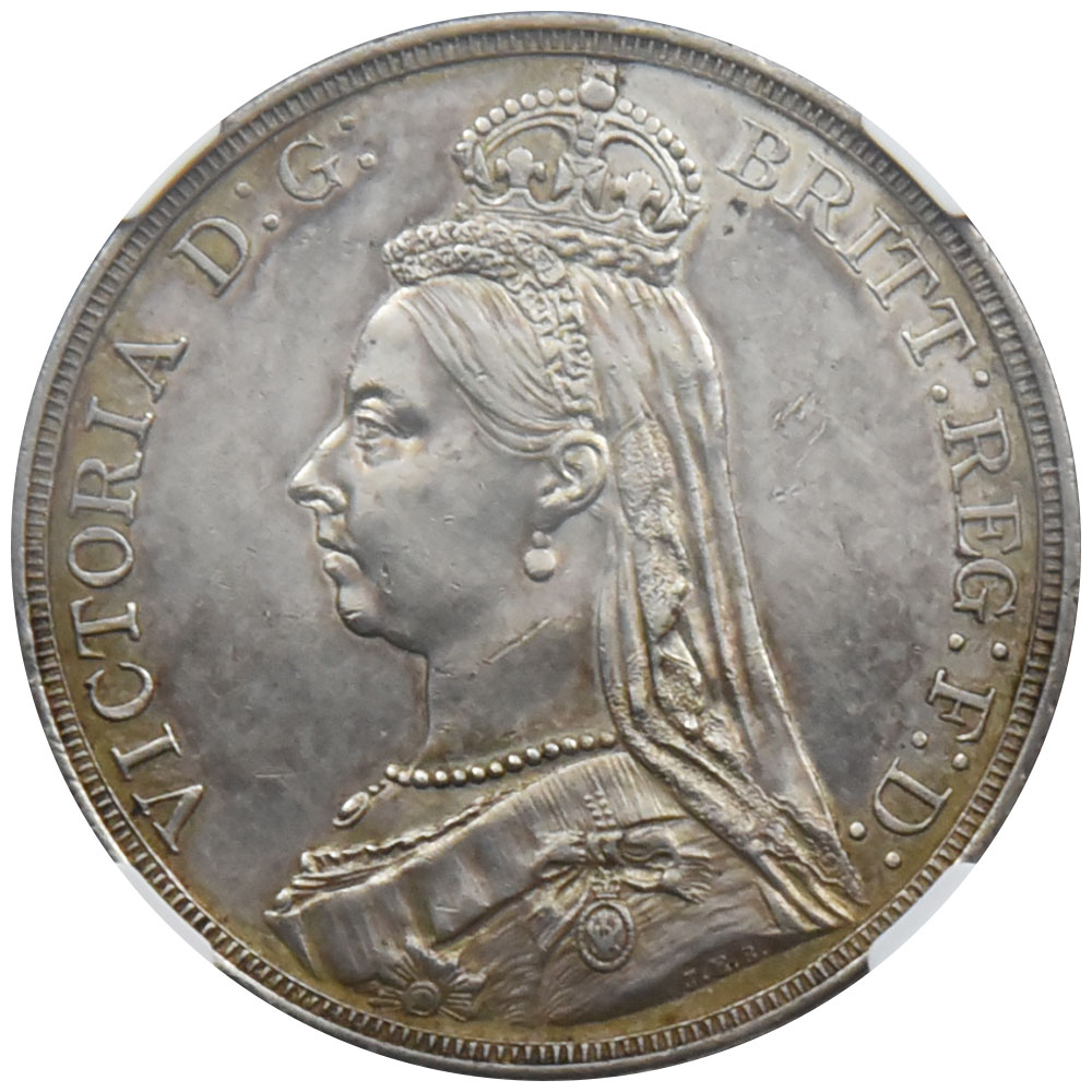 イギリス 1887  ヴィクトリア女王 クラウン 銀貨 NGC AU Details 4535473054