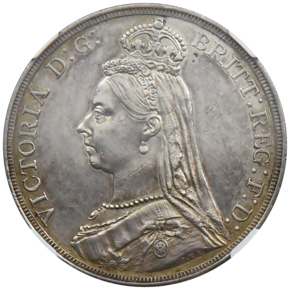 イギリス 1887 ヴィクトリア女王 クラウン 銀貨 NGC AU Details 4535473054