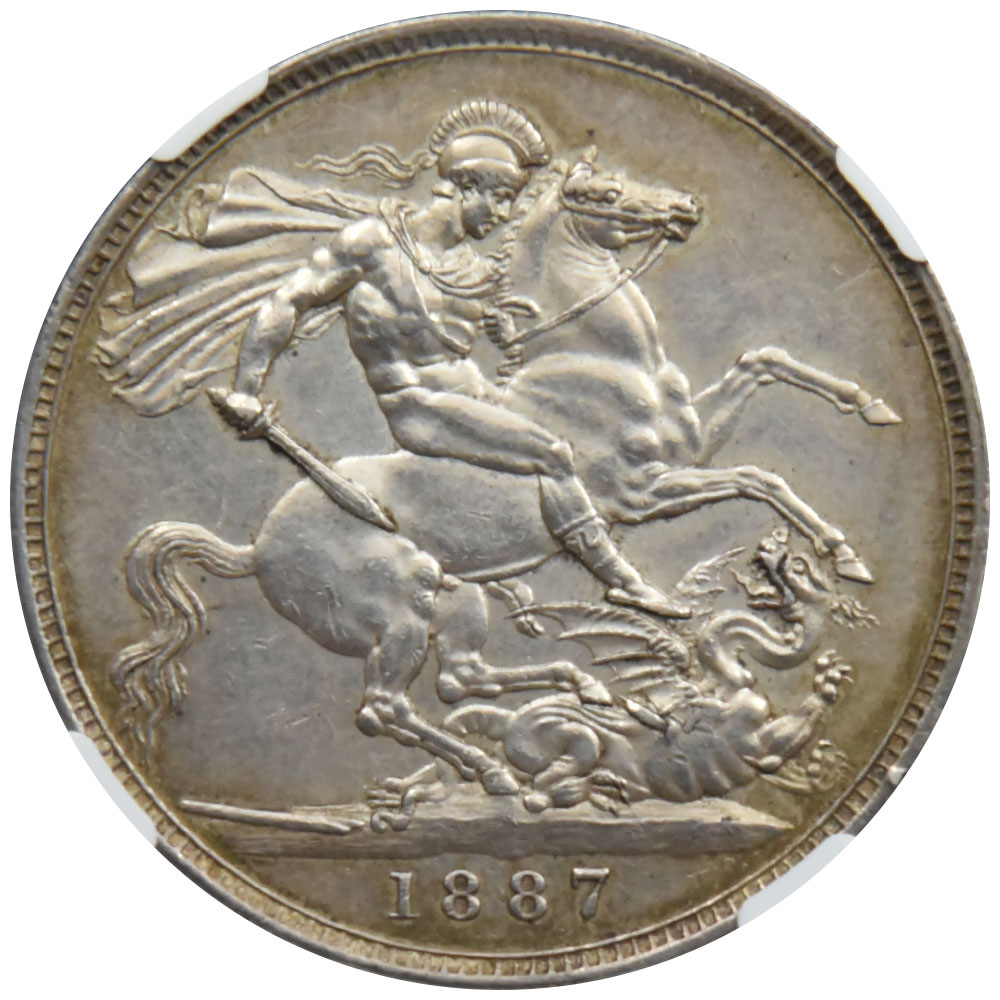 イギリス 1887 ヴィクトリア女王 クラウン 銀貨 NGC AU Details 4535473054