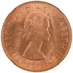 イギリス 1967 エリザベス2世 ペニー 銅貨 NGC MS64RD ブリタニア 6657950022