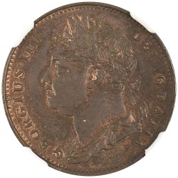 イギリス 1821 ジョージ4世 1/4ペンス 銅貨 NGC MS63BN ブリタニア 6657914010