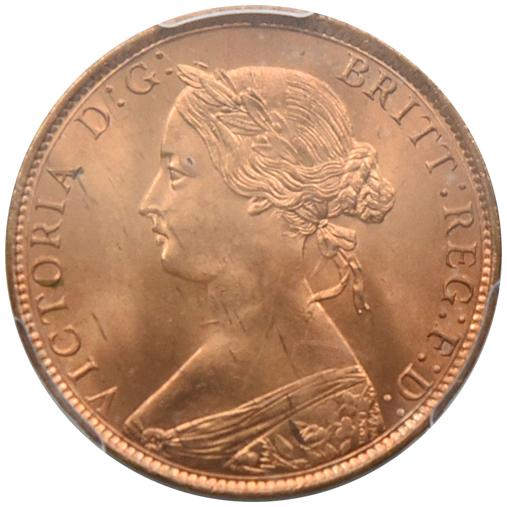 イギリス 1862 ヴィクトリア ハーフペニー 銅貨 PCGS MS 65 RD ブリタニア 26290184