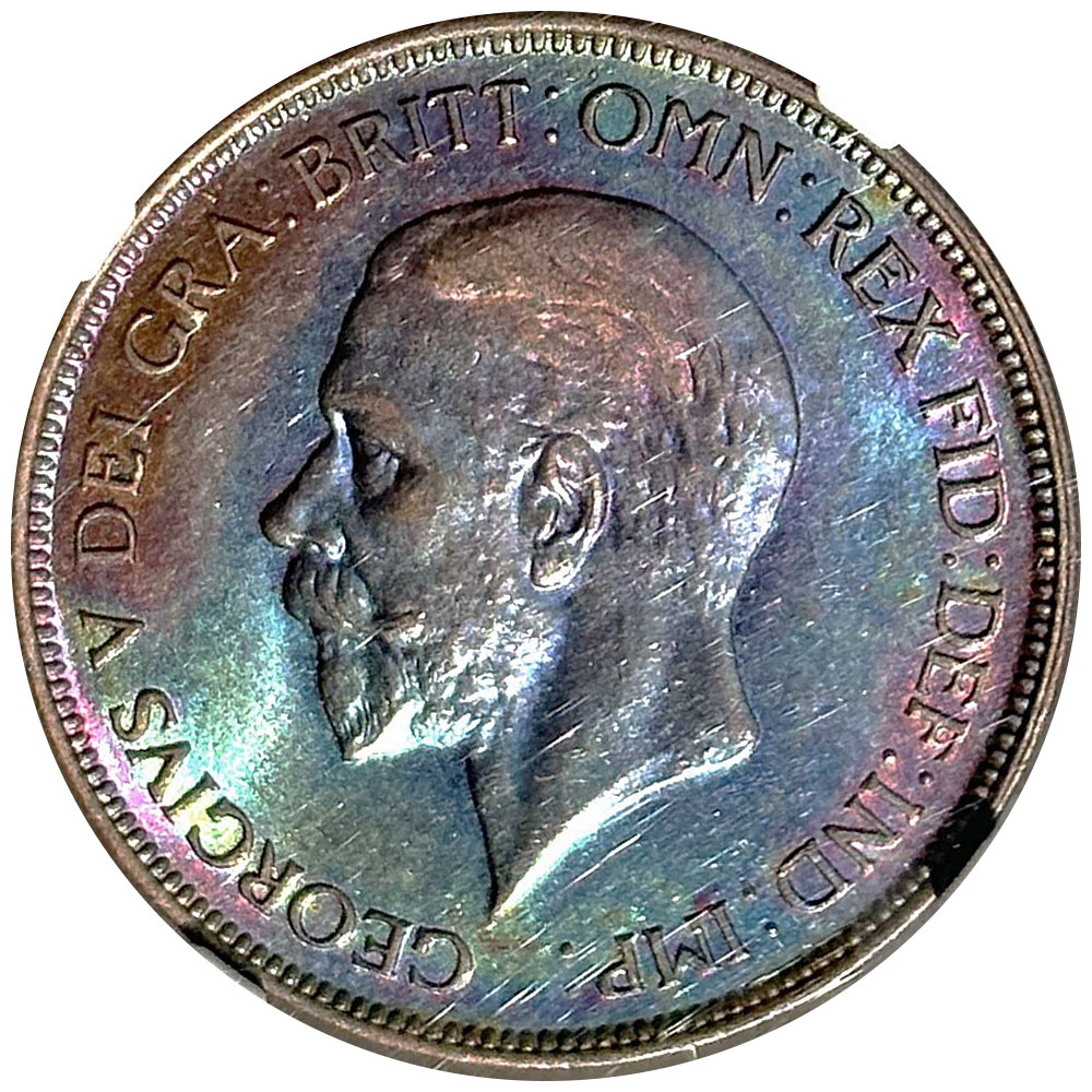 イギリス 1928 ジョージ5世 1ペニー 銅貨 NGC AU58BN 5879655006