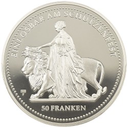 スイス 2002 50フラン 銀貨 PCGS PR70DCAM ウナ＆ライオン チューリッヒ射撃祭 80376000