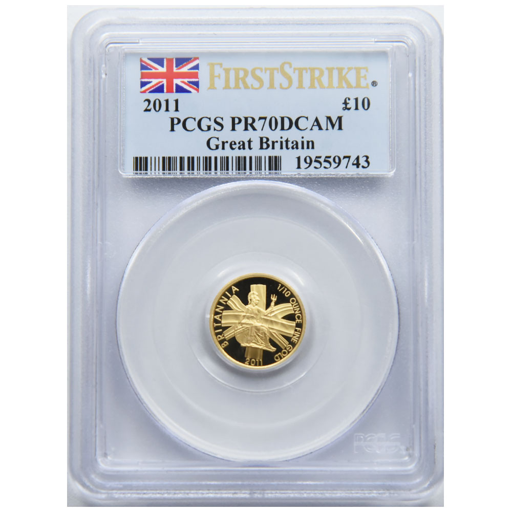 イギリス 2011 エリザベス２世 10ポンド 金貨 PCGS PR70DCAM ブリタニア First Strike 19559743