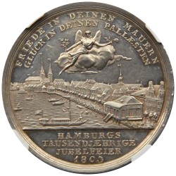 ドイツ 1803-DATED 銀貨 NGC MS 61 ハンブルク市誕生1000年記念 5782151005
