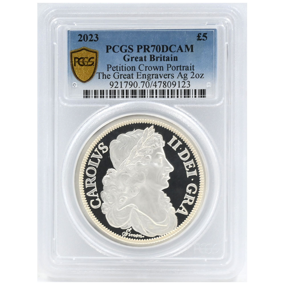 2枚セット】イギリス 2023 チャールズ3世 5ポンド 2オンス 銀貨 PCGS PR70DCAM ペティションクラウン 47809123