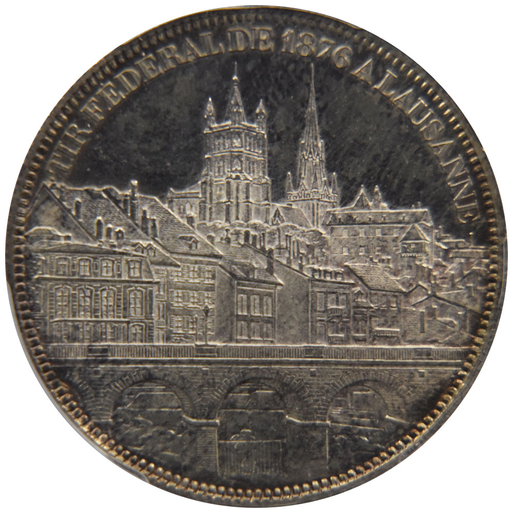 スイス 1876 5フラン 銀貨 PCGS MS63 射撃祭 ローザンヌ  R-1560 32814157