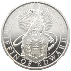 イギリス 2021 エリザベス2世 2ポンド 銀貨 NGC PF 70 ULTRA CAMEO クイーンズビースト エドワード3世のグリフィン 5944550047