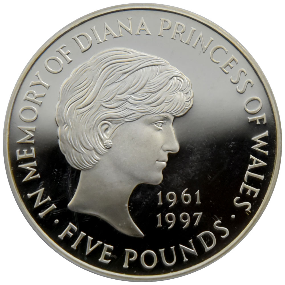 イギリス 1999 エリザベス2世 ダイアナ妃追悼記念5ポンド 銀貨 PCGS PR68DCAM 83284057