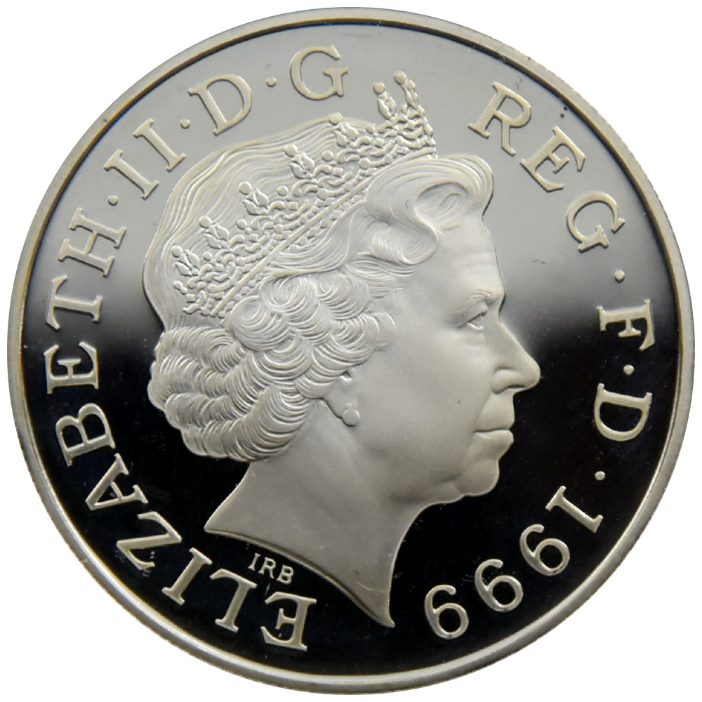 イギリス 1999 エリザベス２世 ダイアナ妃追悼記念5ポンド 銀貨 PCGS 