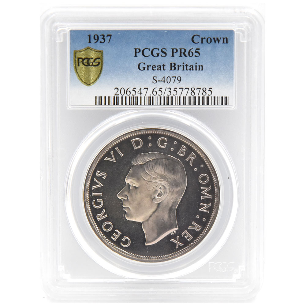 イギリス 1937 ジョージ6世 クラウン 銀貨 PCGS PR65 35778785