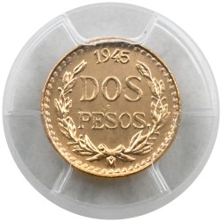 メキシコ 1945-Mo 2ペソ 金貨 PCGS MS65 86288098