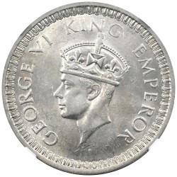 インド 1942(B) ジョージ6世 ルピー 銀貨 NGC MS62 6741687026