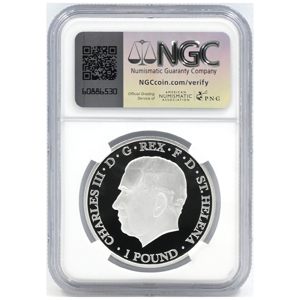 セントヘレナ 2024 チャールズ3世 1ポンド 1オンス 銀貨 NGC PF70UC ウナ＆ライオン 6915852009