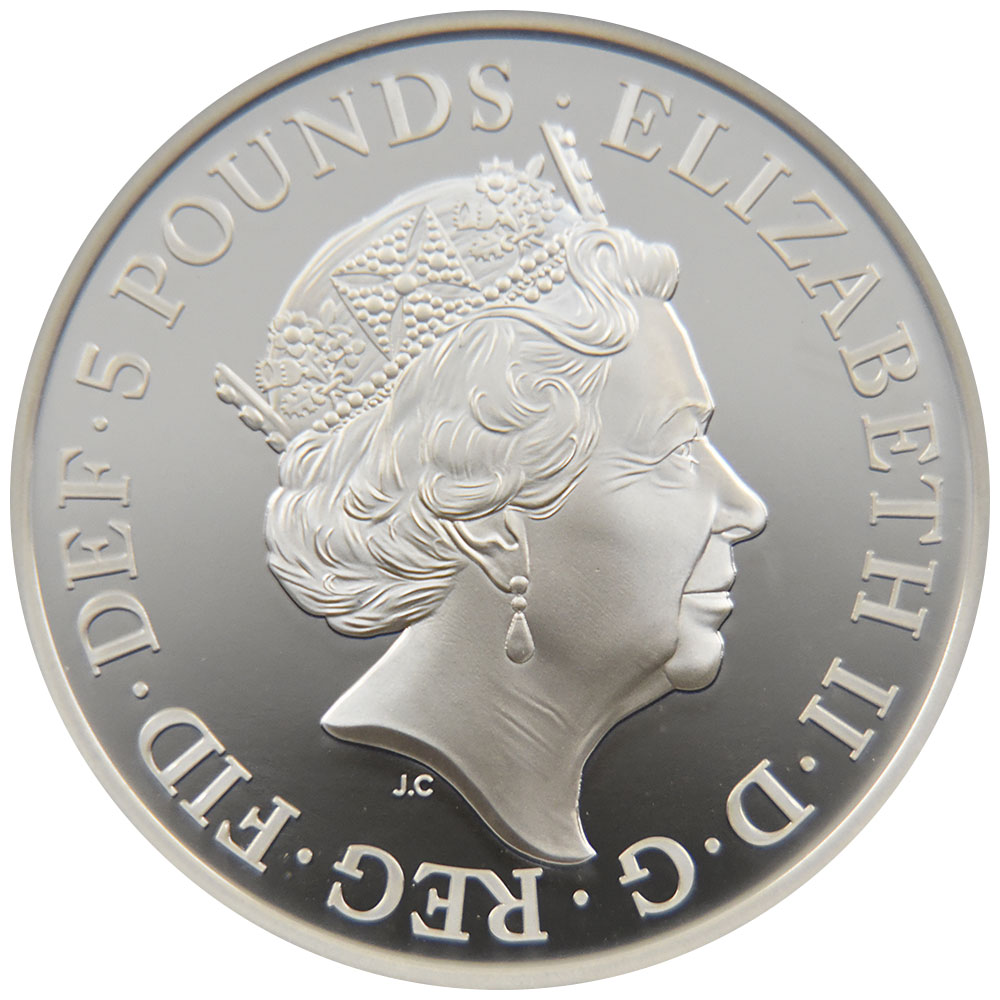 イギリス 2019 エリザベス２世 5ポンド 銀貨 NGC PF 69 ULTRA CAMEO