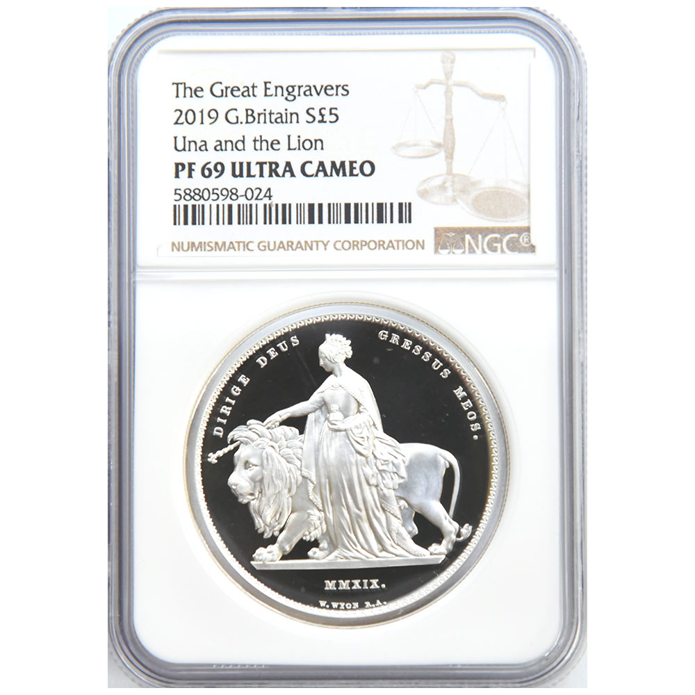 イギリス 2019 エリザベス２世 5ポンド 銀貨 NGC PF 69 ULTRA CAMEO