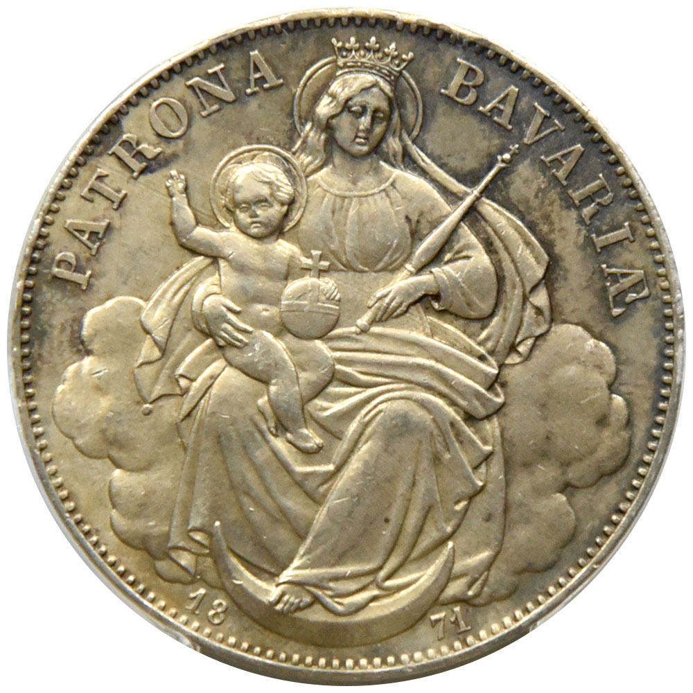 ドイツ バイエルン 1871 ルートヴィヒ2世 ターラー 銀貨 PCGS MS61 