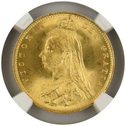 イギリス 1887 ヴィクトリア女王 1/2ソブリン 金貨 NGC MS64 ジュビリーヘッド 盾 6768269006
