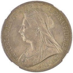 イギリス 1900 ヴィクトリア女王 クラウン 銀貨 NGC MS63 在位64年目 聖ジョージの竜退治 8221073004