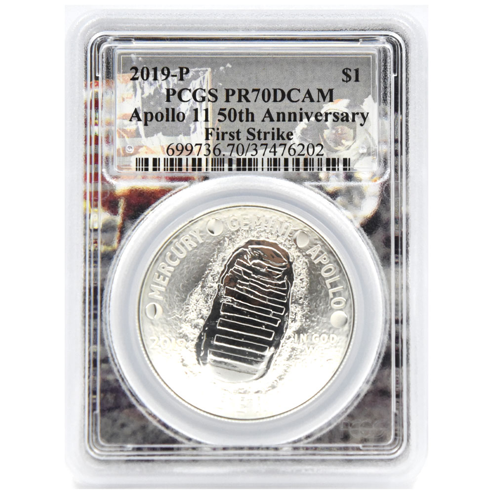アメリカ 2019 1ドル 銀貨 PCGS PR70DCAM アポロ11号月面着陸50周年 