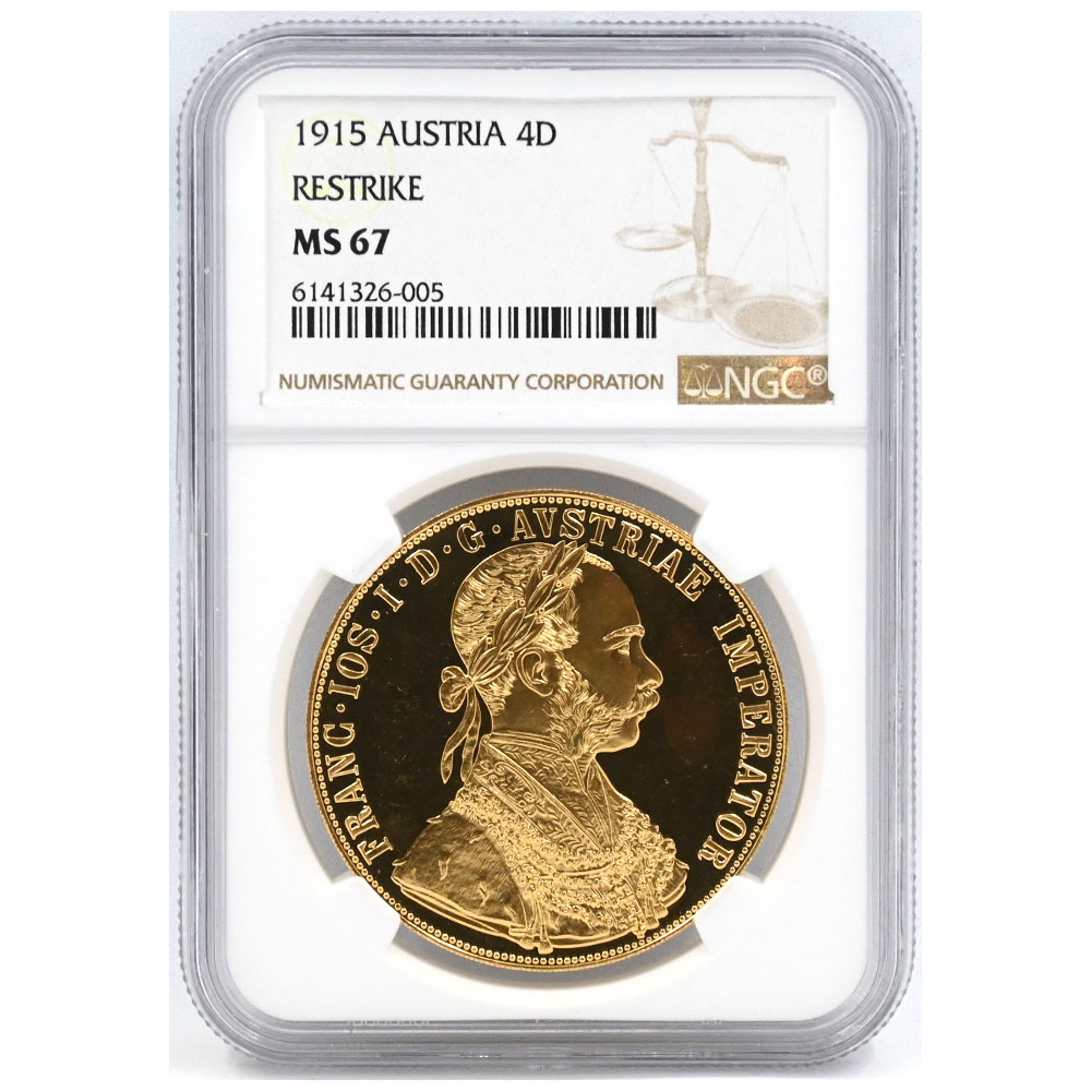 オーストリア 1915 フランツ・ヨーゼフ1世 4ダカット 金貨 NGC MS67 6141326005