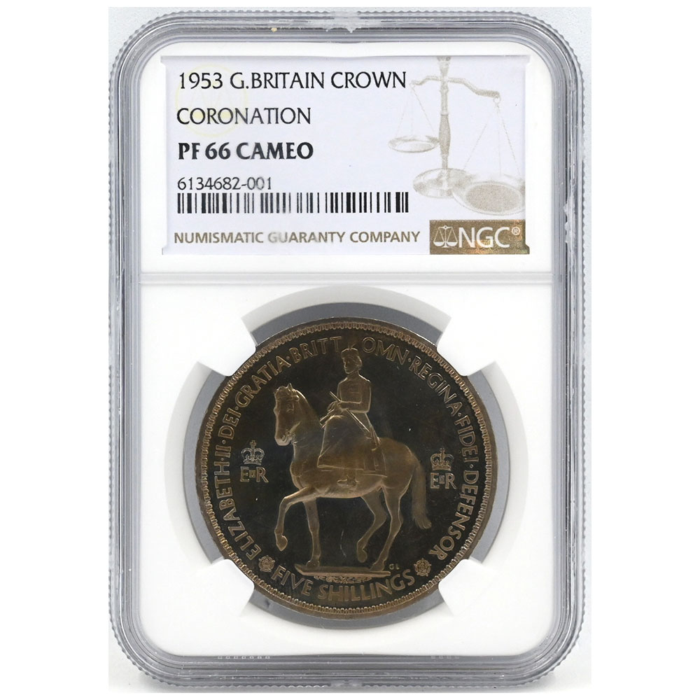 イギリス 1953 エリザベス2世 クラウン 白銅貨 NGC PF66CAMEO コロネーション 6134682001