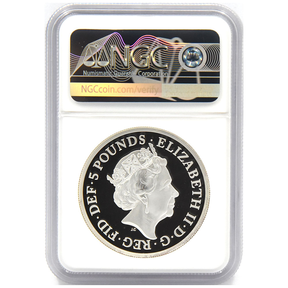 イギリス 2019 エリザベス2世 5ポンド 銀貨 NGC PF69UC ウナ＆ライオン 
