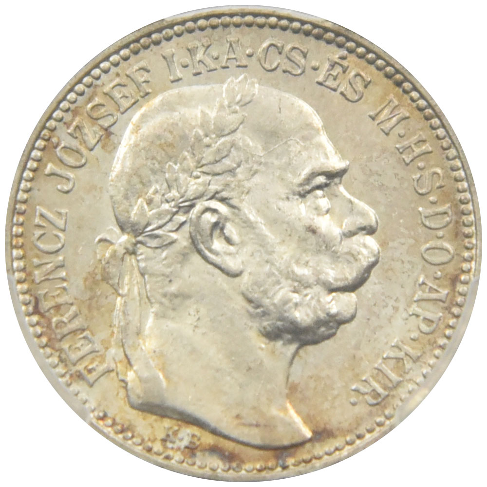 ハンガリー 1914-KB フランツ・ヨーゼフ一世 1コロナ 銀貨 PCGS MS62 フランツ・ヨーゼフ一世 42092276