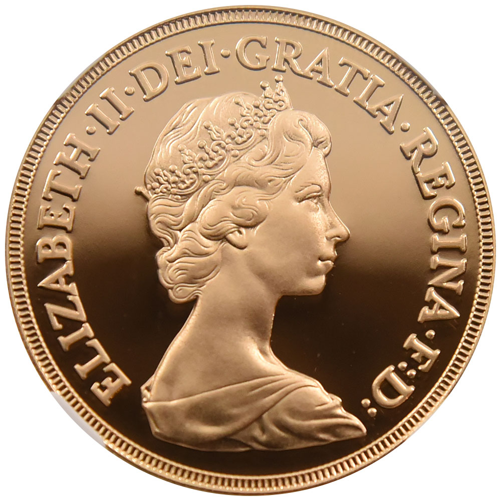 イギリス 1982 エリザベス２世 5ソブリン 金貨 NGC PF 69 ULTRA CAMEO 