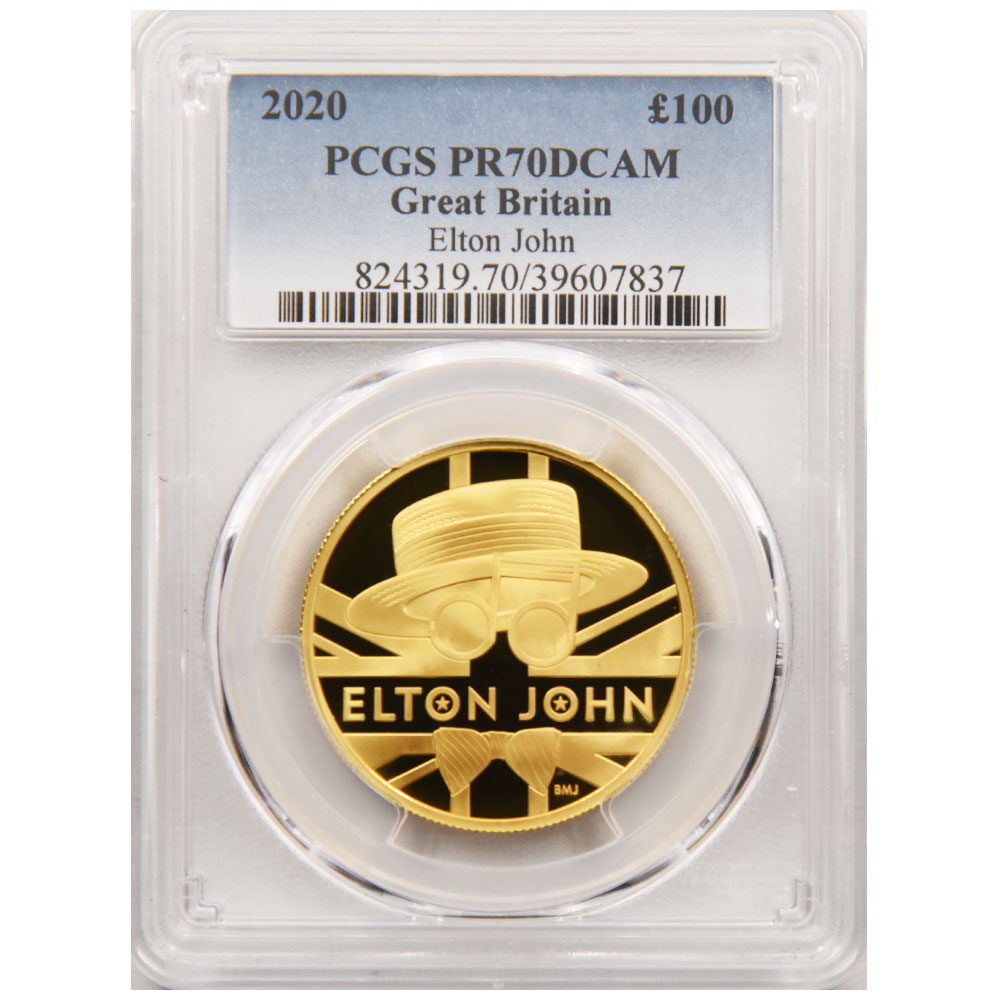 イギリス 2020 エリザベス２世 100ポンド 金貨 PCGS PR70DCAM エルトン 