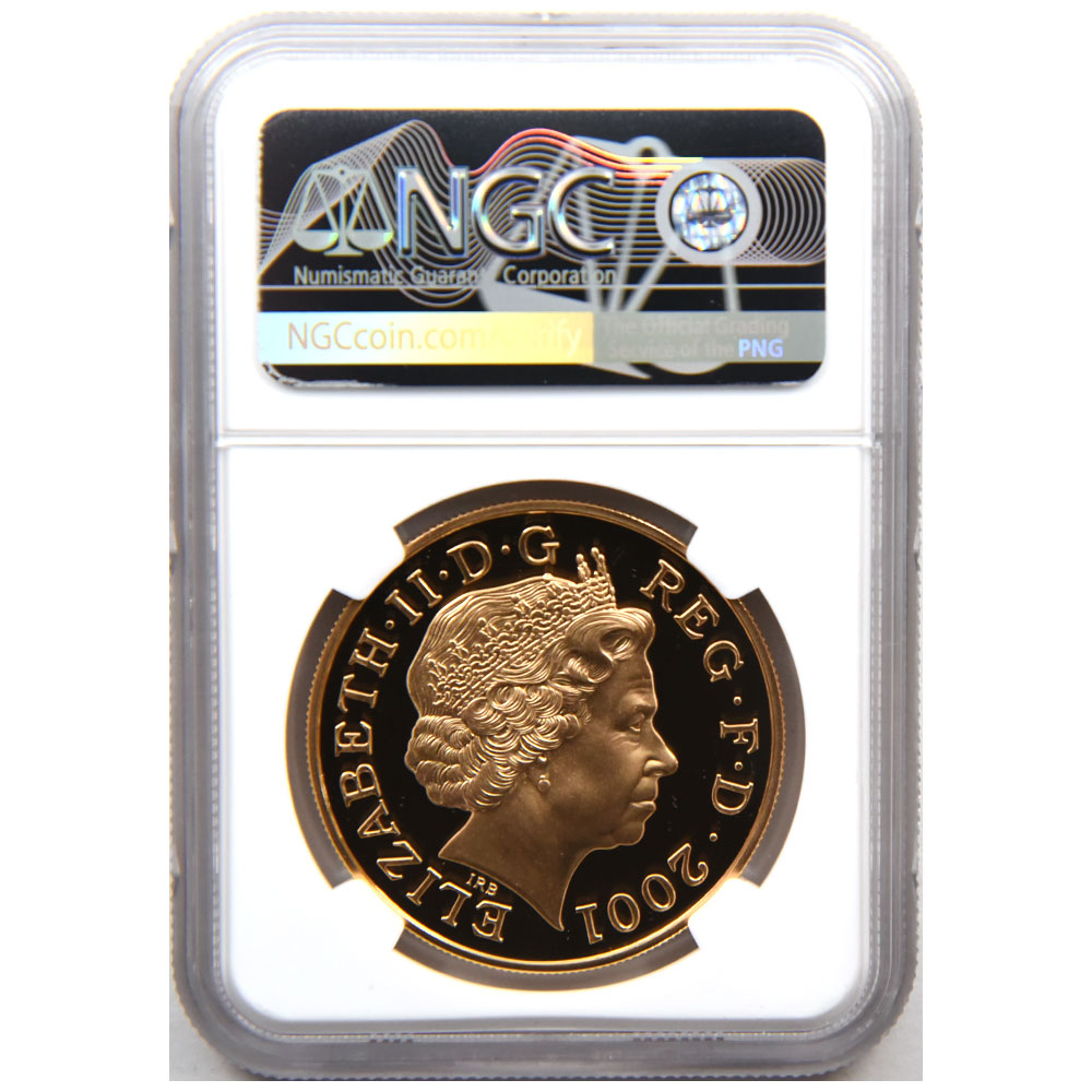 イギリス 2001 エリザベス２世 5ポンド 金貨 NGC PF70UC ビクトリア 