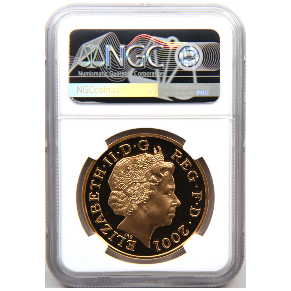 イギリス 2001 エリザベス２世 5ポンド 金貨 NGC PF70UC ビクトリア