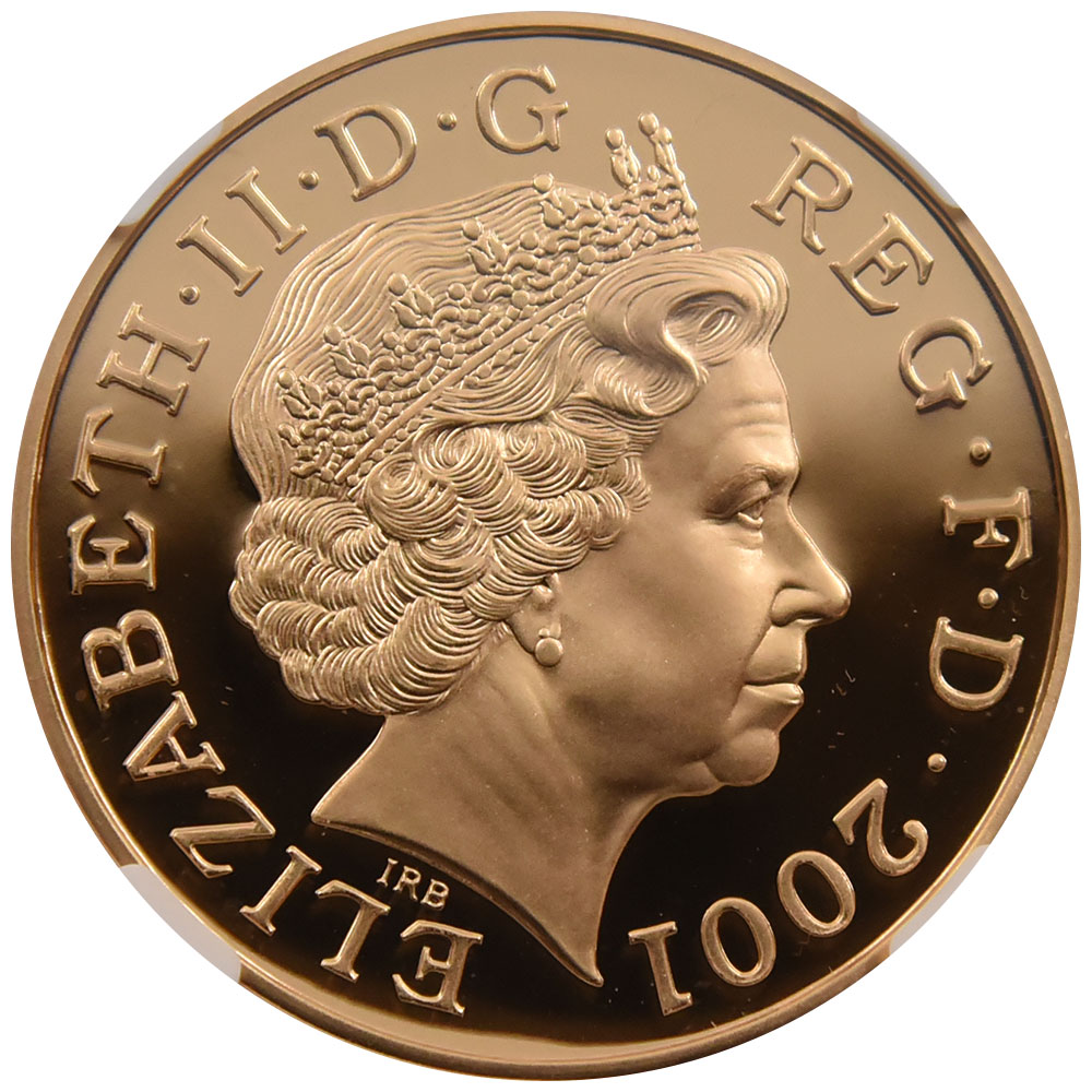 イギリス 2001 エリザベス２世 5ポンド 金貨 NGC PF70UC ビクトリア