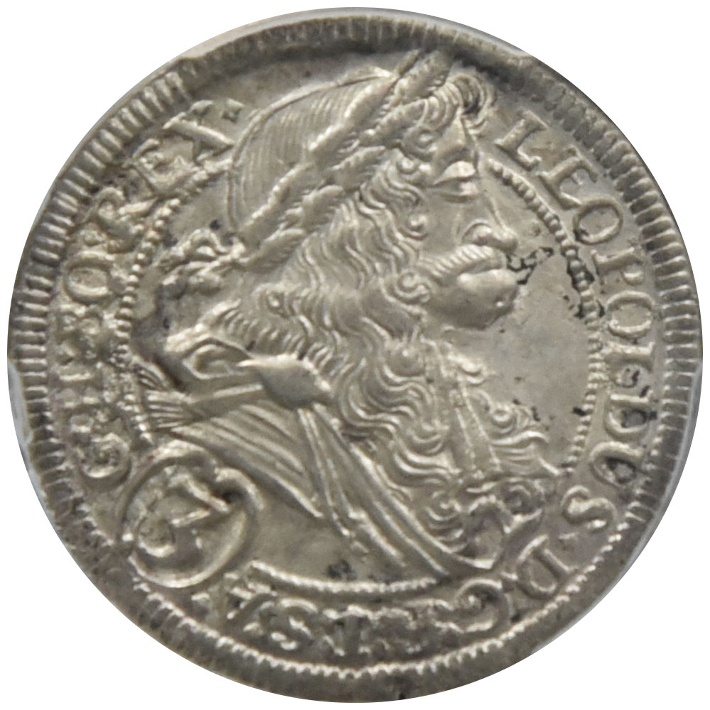 オーストリア 1698 レオポルド1世 3クロイツァー 銀貨 PCGS MS63 40620183