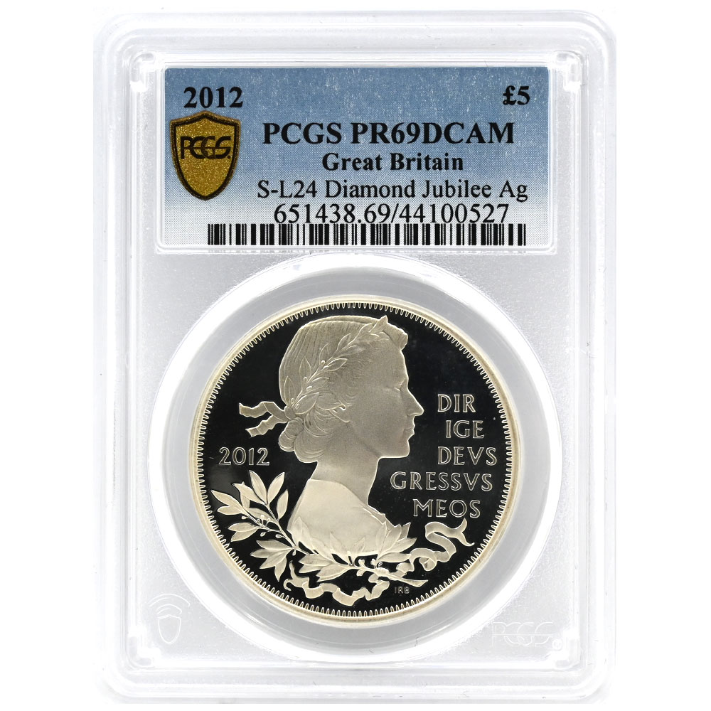 イギリス 2012 エリザベス2世 5ポンド 銀貨 PCGS PR69DCAM ダイアモンドジュビリー 44100527